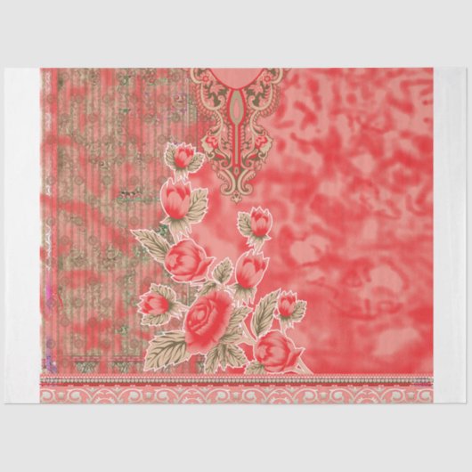 ein roter Schal mit Blume darauf Seidenpapier (Vorderseite)