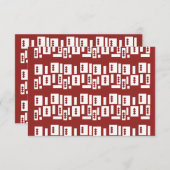 Ein roter Teppich mit einem textilen Muster wird a Begleitkarte (Vorne/Hinten)