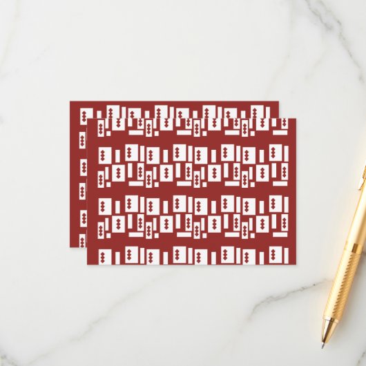 Ein roter Teppich mit einem textilen Muster wird a Begleitkarte (Vorderseite/Rückseite Beispiel)