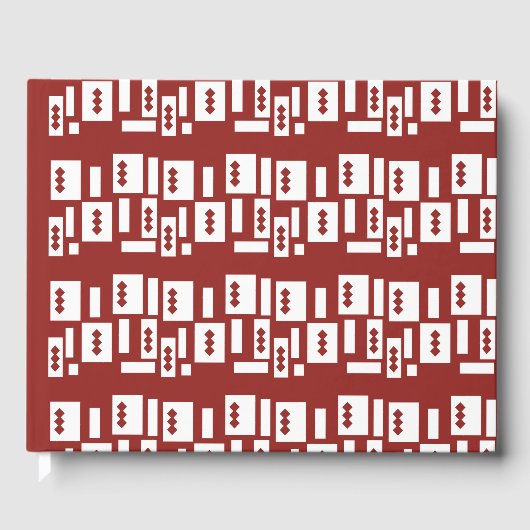 Ein roter Teppich mit einem textilen Muster wird a Gästebuch (Vorderseite)