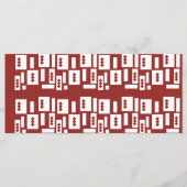 Ein roter Teppich mit einem textilen Muster wird a Menükarte (Vorderseite)