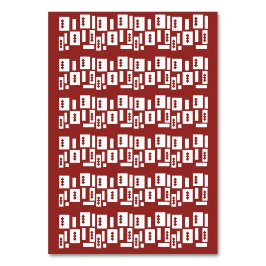 Ein roter Teppich mit einem textilen Muster wird a Tischnummer (Vorderseite)