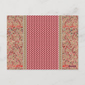 ein roter und beigefarbener Teppich mit Goldrahmen Postkarte (Rückseite)