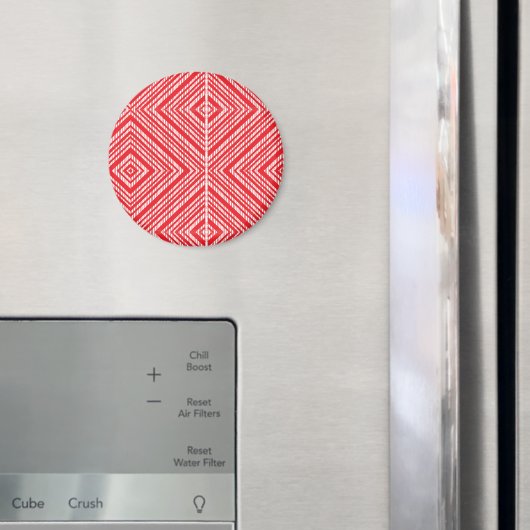 ein roter und weißer Hintergrund mit einem Diamant Magnet (In Situ (Kühlschrank))