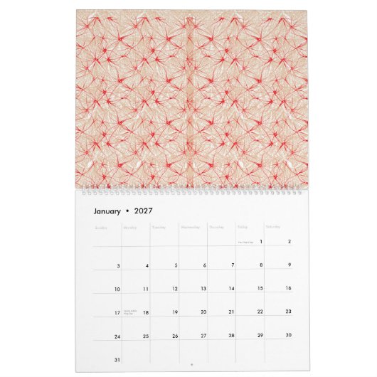 ein roter und weißer Hintergrund mit einem Muster Kalender (Jan 2027)
