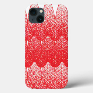 ein roter und weißer Hintergrund mit vielen Punkte iPhone 13 Hülle