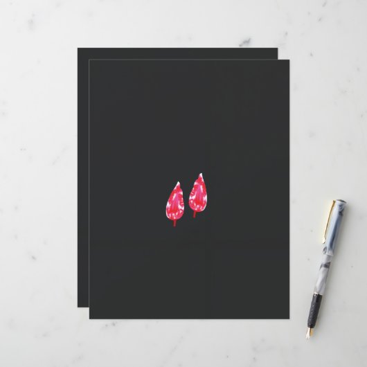 ein rotes Blätter auf schwarzem Hintergrund (Vorderseite/Rückseite Beispiel)
