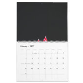 ein rotes Blätter auf schwarzem Hintergrund Kalender (Feb 2027)