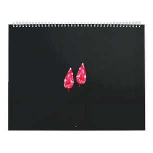 ein rotes Blätter auf schwarzem Hintergrund Kalender