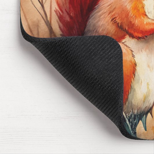 Ein Rotes Eichhörnchen, das eine Nuss isst Mousepad (Ecke)