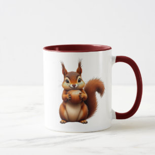 Ein rotes Eichhörnchen mit hellen Augen. Tasse