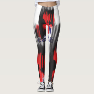 Ein rotes grafisches Design mit fett geometrischer Leggings