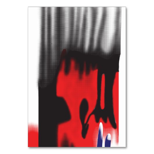 Ein rotes grafisches Design mit fett geometrischer Tischnummer (Vorderseite)