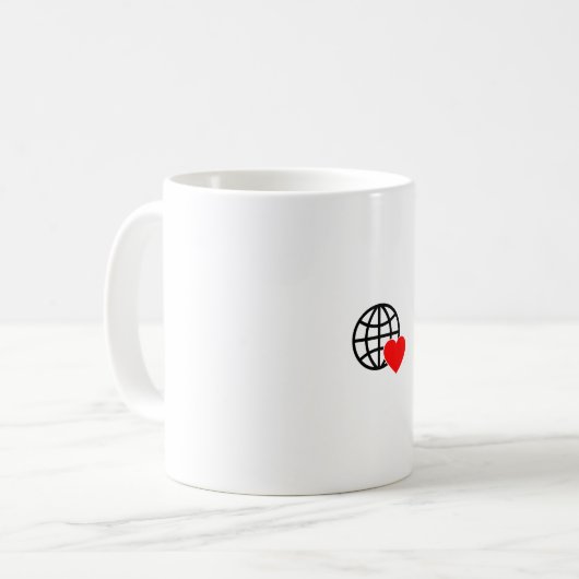Ein rotes Herzsymbol mit glatten, fetten Linien Kaffeetasse (Vorderseite Links)