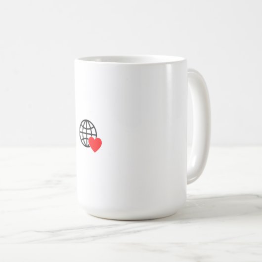 Ein rotes Herzsymbol mit glatten, fetten Linien Kaffeetasse (VorderseiteRechts)