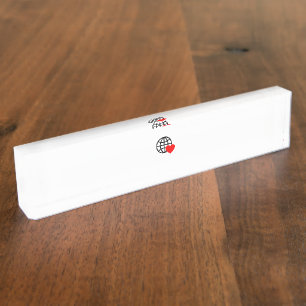 Ein rotes Herzsymbol mit glatten, fetten Linien Namensplakette