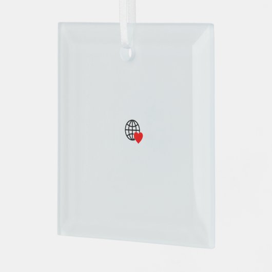 Ein rotes Herzsymbol mit glatten, fetten Linien Ornament Aus Glas (Vorderseite links)