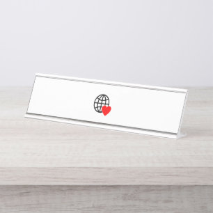 Ein rotes Herzsymbol mit glatten, fetten Linien Schreibtischnamensplakette