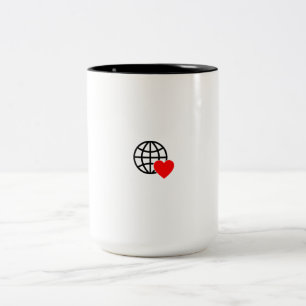 Ein rotes Herzsymbol mit glatten, fetten Linien Zweifarbige Tasse
