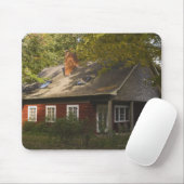 Ein rotes Klotz-Zuhause Mousepad (Mit Mouse)