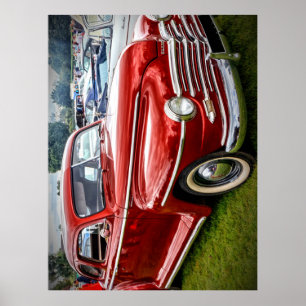 Ein rotes Plymouth Special Deluxe Coupe Poster