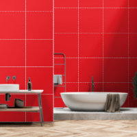 Ein rotes Quadrat, umgeben von einem dünnen weißen