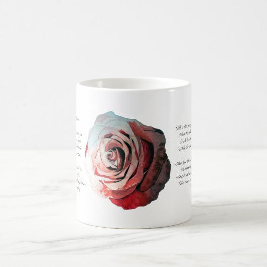 Ein rotes, Rote Rose Robert Burns Gedicht Kaffeetasse (Mittel)