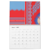 ein rotes und blaues Muster Kalender (Mär 2027)