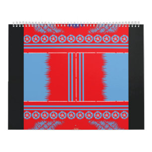 ein rotes und blaues Muster Kalender