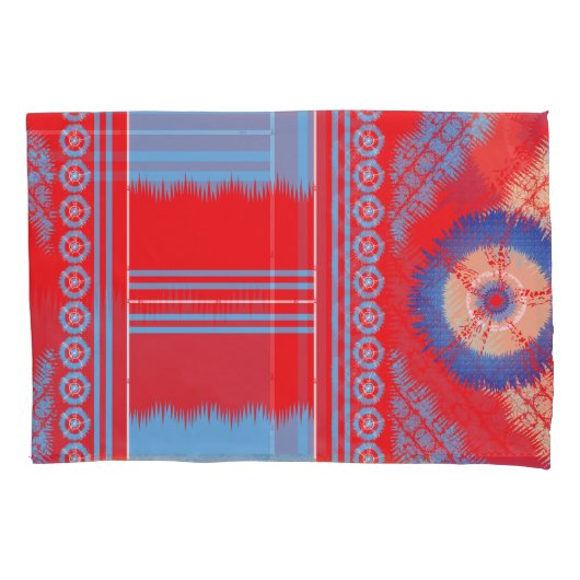 ein rotes und blaues Muster Kissenbezug (Vorderseite)