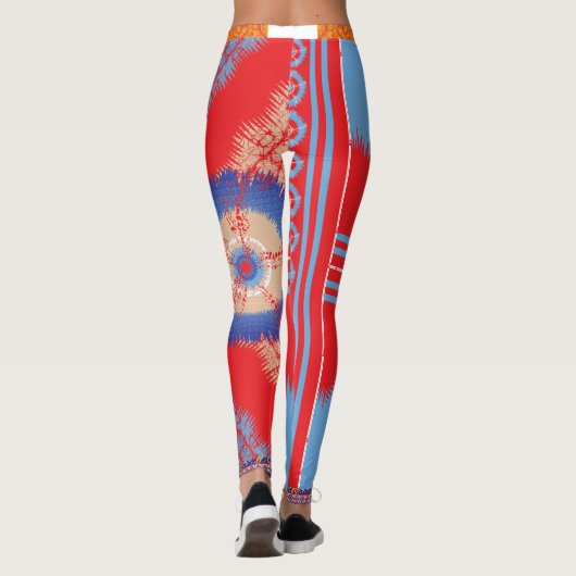 ein rotes und blaues Muster Leggings (Rückseite)