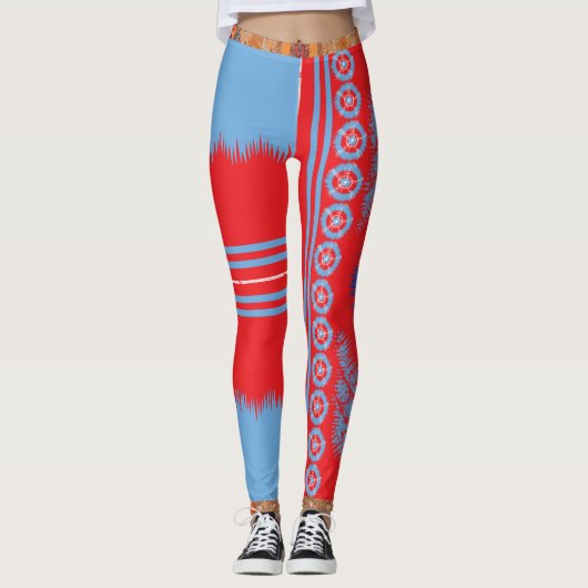 ein rotes und blaues Muster Leggings (Vorderseite)