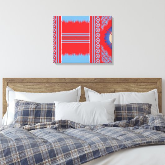 ein rotes und blaues Muster Leinwanddruck (Insitu (Schlafzimmer))