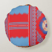 ein rotes und blaues Muster Rundes Kissen (Rückseite)