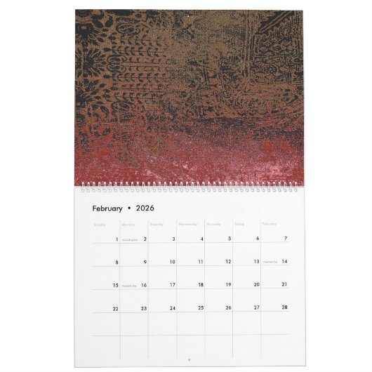 ein rotes und schwarzes Bild mit rotem Hintergrund Kalender (Feb 2026)