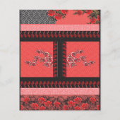ein rotes und schwarzes Muster mit Blume darauf Flyer (Hinten)