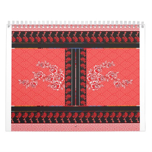ein rotes und schwarzes Muster mit Blume darauf Kalender (Titelbild)