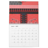 ein rotes und schwarzes Muster mit Blume darauf Kalender (Mär 2027)
