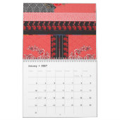 ein rotes und schwarzes Muster mit Blume darauf Kalender (Jan 2027)