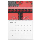 ein rotes und schwarzes Muster mit Blume darauf Kalender (Feb 2027)