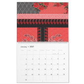 ein rotes und schwarzes Muster mit Blume darauf Kalender (Jan 2027)