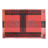 ein rotes und schwarzes Muster mit Blume darauf Kissenbezug (Vorderseite)