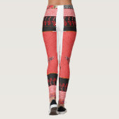 ein rotes und schwarzes Muster mit Blume darauf Leggings (Rückseite)