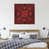 ein rotes und schwarzes Quadrat mit Blumenmotiven Leinwanddruck (Insitu (Schlafzimmer))