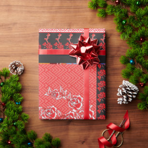 ein rotes und schwarzes Tapete Geschenkpapier