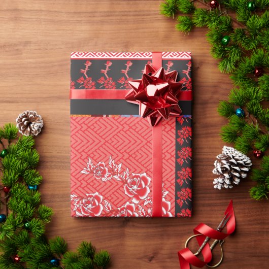 ein rotes und schwarzes Tapete Geschenkpapier (Feiertagsgeschenk)