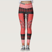 ein rotes und schwarzes Tapete Leggings (Vorderseite)