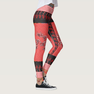 ein rotes und schwarzes Tapete Leggings
