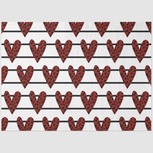 Ein rotes und schwarzes Valentindesign der Serie 3 Seidenpapier (Vorderseite)