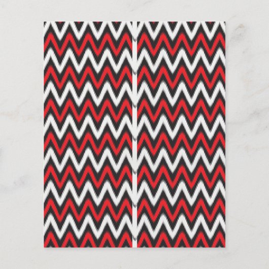 ein rotes und schwarzes Zickzackmuster auf weißem  Flyer (Hinten)